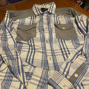 Rocawear Classic Blue Checkered Button Down Mens 3XL